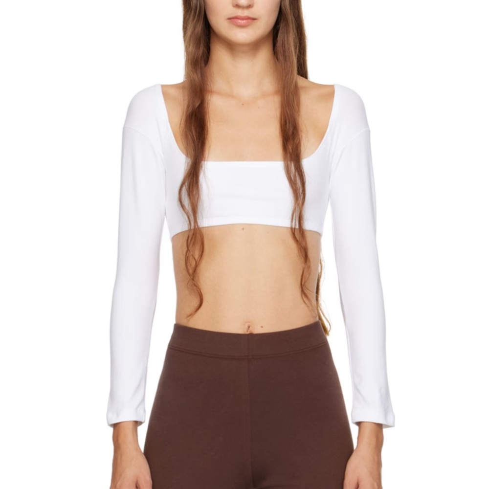 Chic White Long Sleeve Bodysuit